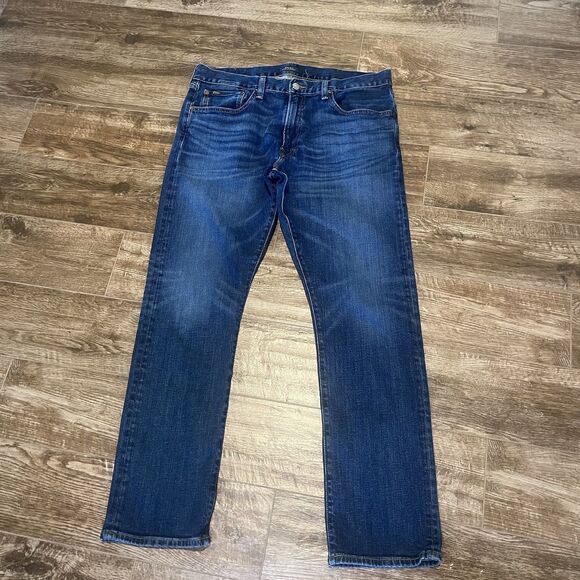 Polo Ralph Lauren Men Jeans 36x31 Blue Denim Pants Varick Slim Straight Stretch - Picture 3 of 13